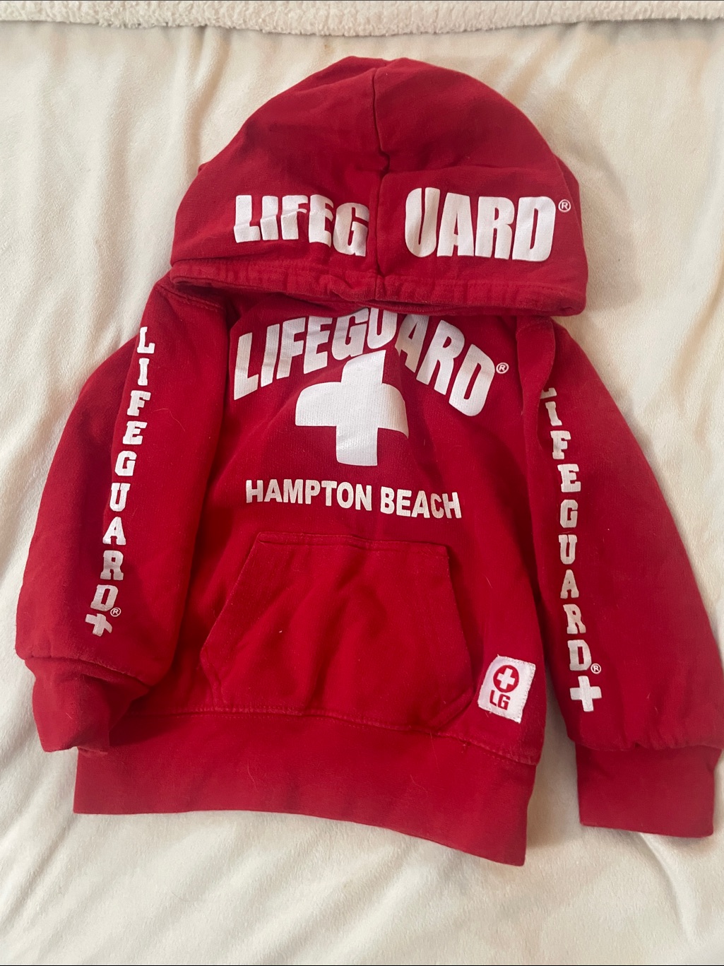 Officially Licenced Lifeguard Hampton Beach Red Kids Hoodie